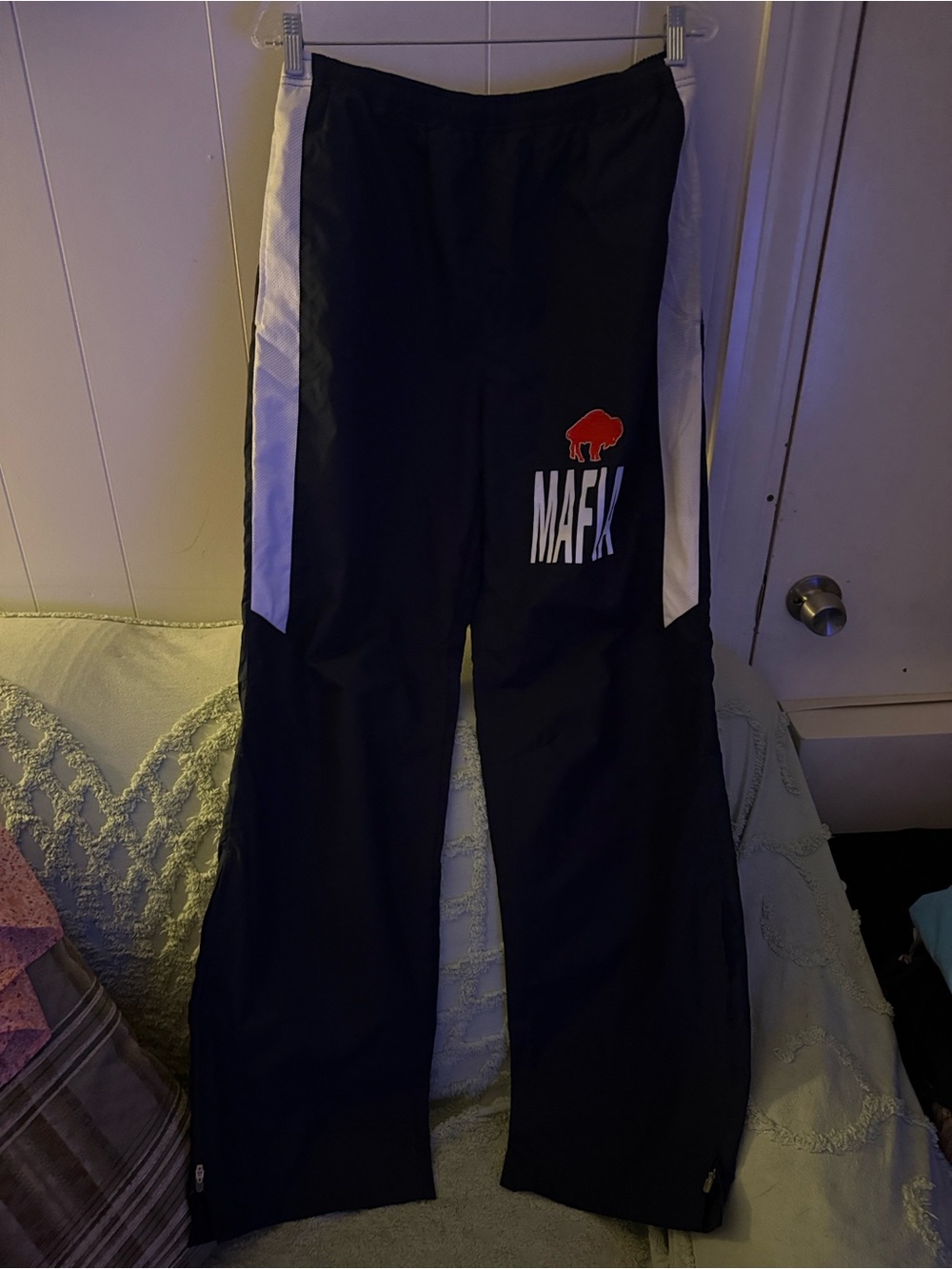 Charles River Apparel Black Joggers with White Side Panels and Red Buffalo Logo